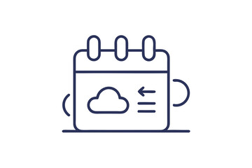 calendar cloud simple thin line icon art