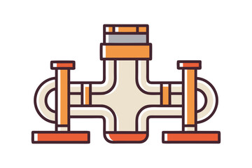 pipes joined minimal thin line icon vector