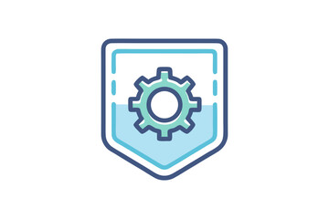 patch badge gear thin line icon simple