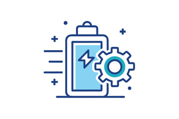 Fototapeta premium battery gear symbol thin line icon simple