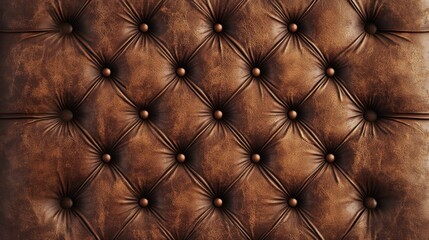 Brown leather upholstery with tufted diamond pattern