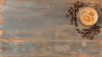 Coffee latte art on textured surface