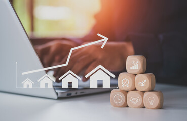 Real estate investment concept. Property management. Investor buying. owning. and selling...