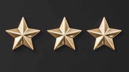 Gold stars rating three stars excellence