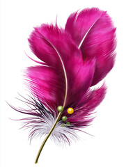 pink feather isolated on white. Generative AI