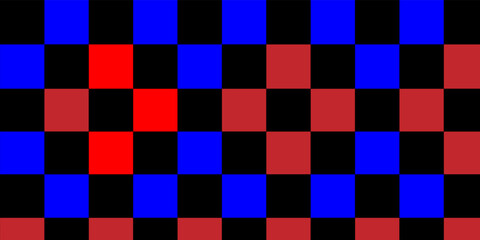 Black and green checkered background. Background in a cage. Vector illustration, Red, Blue, Yellow, white and cream square chess Pattern