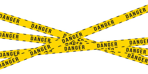 Warning tapes with yellow and black stripes. crime scene or danger zone. Police crossed ribbon. Seamless caution. Barricade construction tape in eps 10.