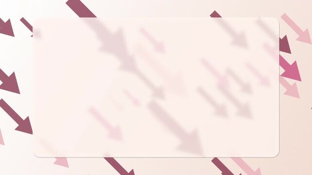 Looping Animation of Many Red Arrows Moving Downward Diagonally with Frosted Glass Background for Text