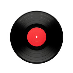 Vinyl record with red label isolated