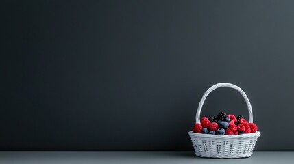Mixed berries in white basket