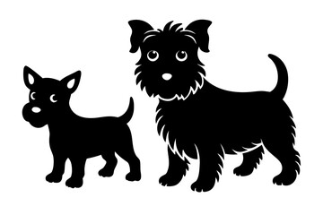 Vector art of silhouette of  black and white dog