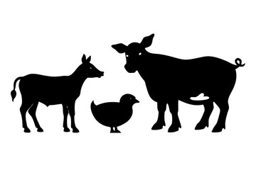 Vector art of silhouette of domestic  animals