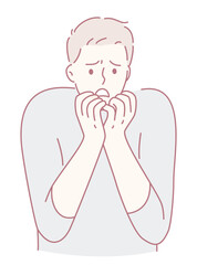 An illustration depicting a young man filled with worry, capturing deep emotions of anxiety and concern vividly