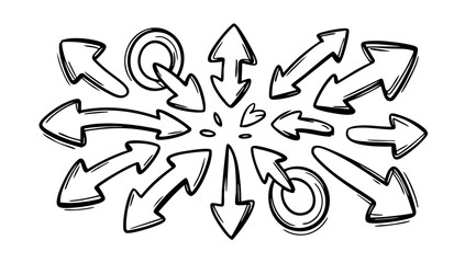 Arrow doodle sketch direction pointers orientation guide navigation vector illustration design set of arrows 
