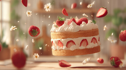 Flying strawberry shortcake looks delicious and makes you happy