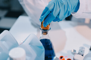 Modern Empty Science Laboratory With Microscopes, Test Tubes And Other Laboratory Equipments