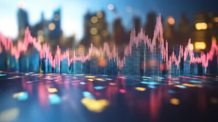 Financial Data Visualization with Cityscape Background - Powered by Adobe