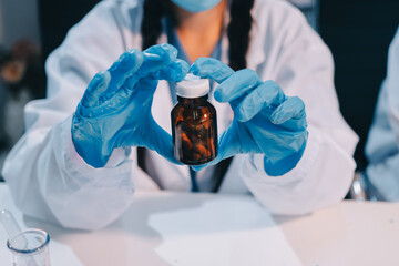 Modern Empty Science Laboratory With Microscopes, Test Tubes And Other Laboratory Equipments