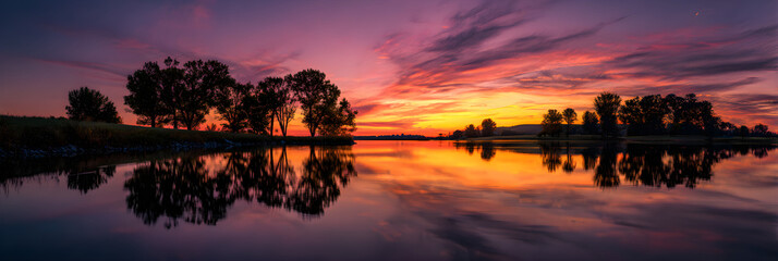 Sunset Symmetry: A Harmonious Dance of Colors along the Horizon's Axis