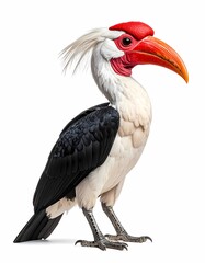 Obraz premium Helmeted Hornbill Portrait – Rare Bird with Massive Red Casque