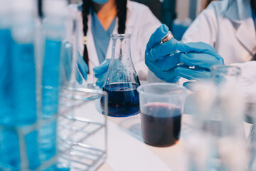 Modern Empty Science Laboratory With Microscopes, Test Tubes And Other Laboratory Equipments