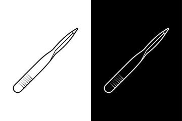Obraz premium Tweezer Vector Outline. Simple and Elegant Line Art in Black and White
