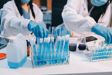 Modern Empty Science Laboratory With Microscopes, Test Tubes And Other Laboratory Equipments