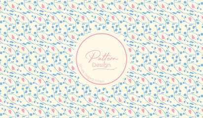 Floral Swirls Delicate Leaves and Blossoms in Soft Hues - Pattern Design