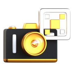 Scan Mode 3D Icon Black and Gold Style
