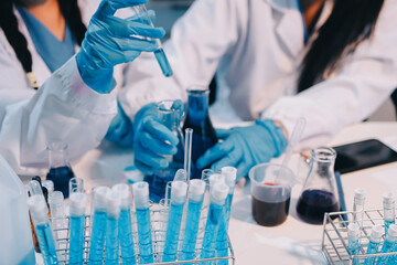 Modern Empty Science Laboratory With Microscopes, Test Tubes And Other Laboratory Equipments
