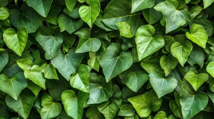 Green heart shaped leaves texture background