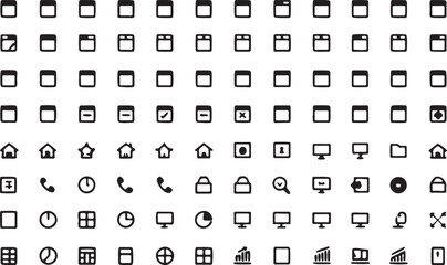 Minimalist UI Icon Set – Flat Black and White Interface Icons Collection

