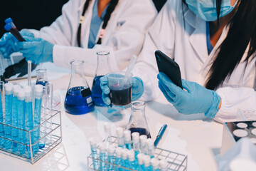 Modern Empty Science Laboratory With Microscopes, Test Tubes And Other Laboratory Equipments