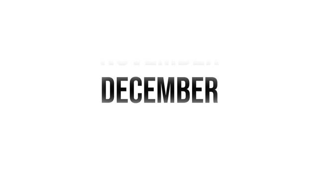 Month backward January to December transition movement in a year