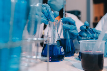 Modern Empty Science Laboratory With Microscopes, Test Tubes And Other Laboratory Equipments