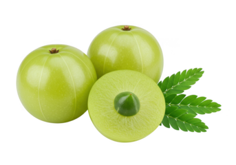 Fresh indian gooseberry amla fruit isolated on transparent background