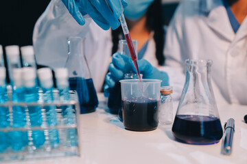 Modern Empty Science Laboratory With Microscopes, Test Tubes And Other Laboratory Equipments