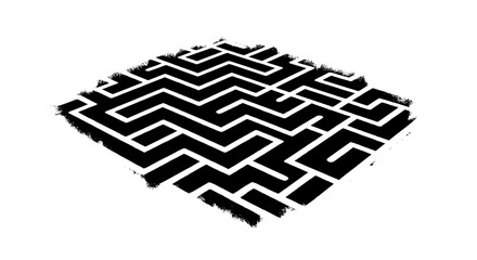 Abstract maze pattern brush sketch. Sketch doodle brush stroke style. Simple labyrinth silhouette black paint art. Vector illustration