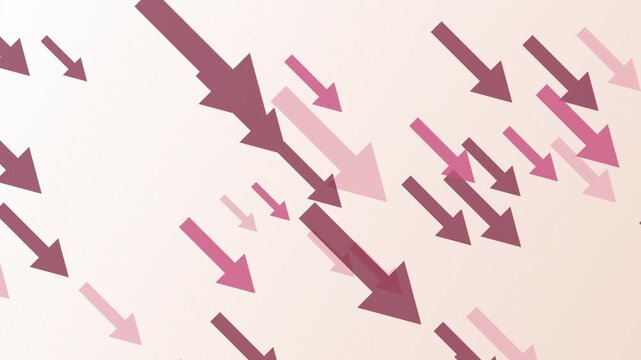 Looping Animation of Many Red Arrows Moving Downward Diagonally