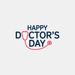 Happy Doctors Day text with stethoscope graphic medical