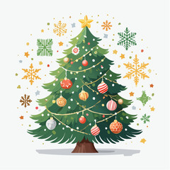 Fototapeta premium Sparkling Holiday Tree, Fully Adorned Christmas Centerpiece