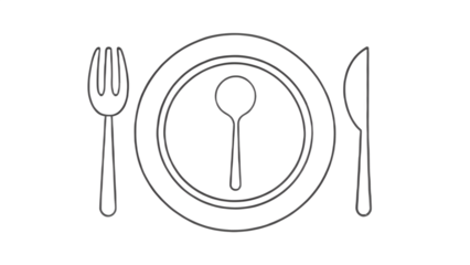 Minimalist Place Setting Outline with Transparent Background