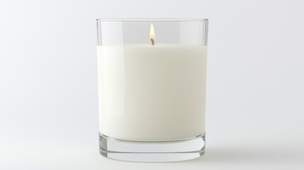 White candle in glass cylinder