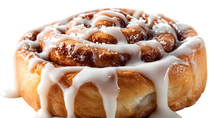 Cinnamon Roll with Icing, isolated on transparent background