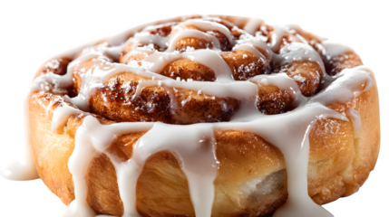 Cinnamon Roll with Icing, isolated on transparent background