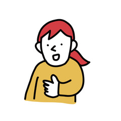 話をする女性一人のイラスト