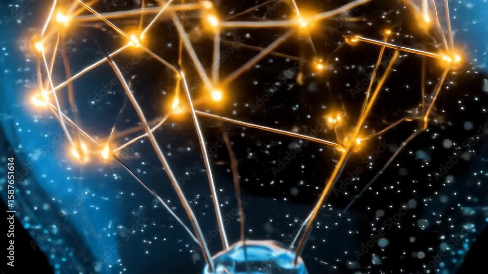 Poster illuminated filament network in a lightbulb
