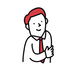 話を聞くネクタイ・シャツ姿のビジネスマンのイラスト