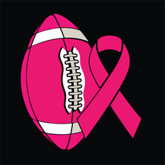 Football with Pink Ribbon – Breast Cancer Awareness Design

