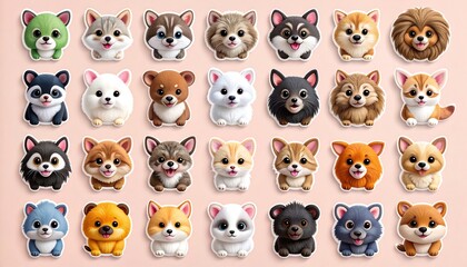 Cute cartoon animal faces